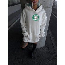 MELENERS Üç Iplik Penye Uzun Kol Kapşonlu Sweatshirt - Beyaz