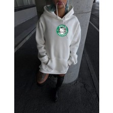 MELENERS Üç Iplik Penye Uzun Kol Kapşonlu Sweatshirt - Beyaz