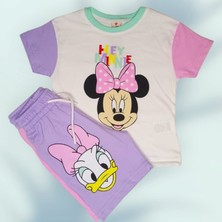 BB Kids %100 Pamuk Kız Bebek Karakterli Tişört + Şort Takım - Yazlık, 18 ay
