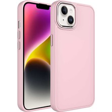 Ardemix Apple iPhone 14 Kılıf Metal Çerçeve ve Buton Tasarımlı Silikon Ardx Luna Kapak-Pembe