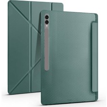 Ardemix Samsung Galaxy Tab S9 Ultra Kılıf  Uyumlu Zore Tri Folding Kalem Bölmeli Standlı Kılıf-Koyu Yeşil
