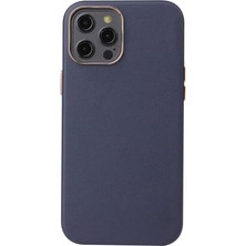Ardemix Apple iPhone 12 Pro Max Kılıf Ardx Leathersafe Wireless Kapak-Lacivert