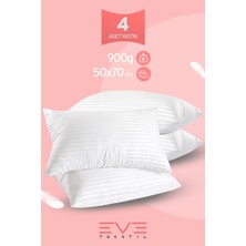 4 Adet Çizgili Saten Fermuarlı Antialerjik Yıkanabilir Silikon Elyaf Yüksek Dolgulu Yastık 900 gr