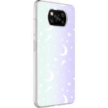 Xiaomi Poco X3 Kılıf Ardx M-Blue Desenli Kapak-Moon No4