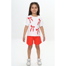 Toontoy Kız Çocuk Fiyonk Baskılı Şortlu Takım