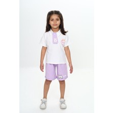 Toontoy Kız Çocuk Polo Yaka Göğsü Baskılı Şortlu Takım