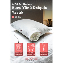 %100 Merinos Kuzu Yünlü Antialerjik Yıkanabilir Fermuarlı Doğal Yastık 50x70 Cm 900 Gr