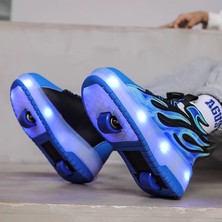 Mkjinmei 4 Tekerlekli USB Şarjlı LED Işıklı Paten Ayakkabı (Yurt Dışından)