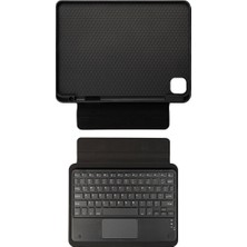 Ardemix Apple iPad 11.nesil 2025 Zore Border Keyboard Bluetooh Bağlantılı Standlı Klavyeli Tablet Kılıfı - Siyah