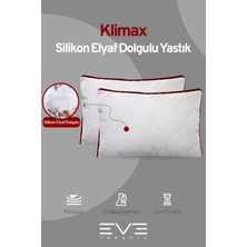 2 Adet Klimax Bordo Serisi Kılıflı Fermuarlı Klimali Antialerjik Silikon Nano Elyaf Yastık 50 x 70 cm