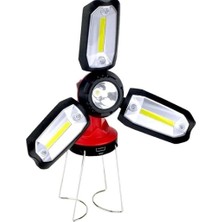 P-8801 Şarjlı Katlanabilir 3xcob Led+ 3W LED Çok Fonksiyonlu Kamp Feneri