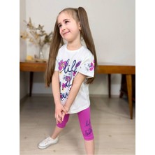 Canlook Life Çiçek Baskılı Kaprili Kız Çocuk Takım Fuşya - 7-8 Yaş