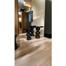 Simillo Home & Living Wood Ahşap 3 Lü Set Karpuz Model Mantar Yan Sehpa Konik Model / Siyah Renk / Zigon Sehpa Vernikli