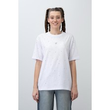 Loco Loco Kız Çocuk Taşlı Kurdale Nakışlı Tshirt