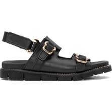 Venüs 25440013Y Kadın  Deri Cırtlı Metal Aksesuar Düz Taban Sandalet