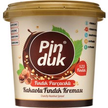 Pinduk Fındık Parçacıklı Kakaolu Fındık Kreması, Palm Yağı İçermez, Glutensiz, Renklendirici İçermez 900Gr