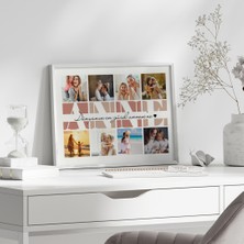 Dünyanın En Güzel Annesine Yazılı Fotoğraflı Beyaz Çerçeveli Tasarım Tablo, Anneler Günü Hediyesi