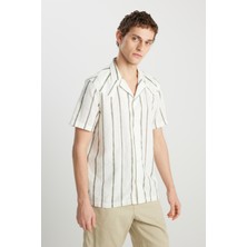 Relaxed Fit Geniş Kesim Pamuklu Bej Gömlek