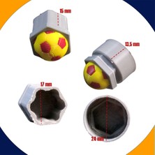 Seat Cordoba 1992-2009 Model Sarı Kırmızı Top Kabartmalı Bijon Kapağı Set (17MM Somun Tüm Araçlar)