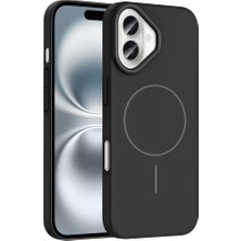 Ardemix Apple iPhone 16 Plus Kılıf Magsafe Şarj Özellikli Ardx Ruby Silikon Kapak - Siyah