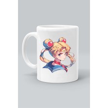 Ay Savaşçısı Sailor Moon Karakter Anime Baskılı Beyaz Kupa Bardak