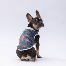 Lacivert Space Time Kedi Köpek Tişörtü - Kedi Köpek Kıyafeti
