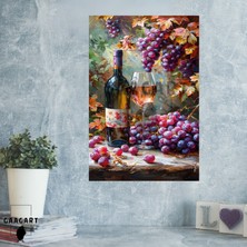 Tekli Dikey Kanvas Duvar Tablosu Rose Şarap ve Üzümler