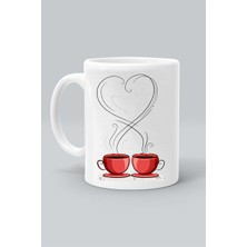 Fincan Kahve Love Coffee Baskılı Beyaz Kupa Bardak