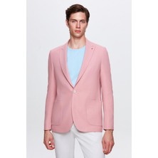 Twn Slim Fit Gül Kurusu Armürlü Uçan Blazer Kumaş Ceket 4EF04ZB024092