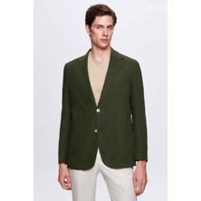 D'S Damat Ds Damat Regular Fit Haki Düz Kumaş Ceket 4HC04S2024362
