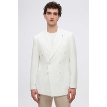 D'S Damat Ds Damat Slim Fit Ekru Armürlü Kumaş Ceket 4HC04VH024882