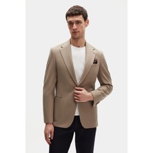 D'S Damat Ds Damat Slim Fit Bej Örme Kumaş Ceket 4HC04NA02436M