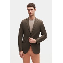 D'S Damat Ds Damat Slim Fit Haki Çizgili Kumaş Ceket 4HC04Z201436M
