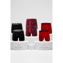 Erkek 6'lı Lüx Kutulu Pamuklu ve Likralı Desenli Boxer