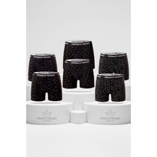 Erkek 6'lı Lüx Kutulu Pamuklu ve Likralı Desenli Boxer