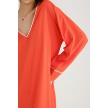 Uzun Kollu V Yaka Midi Kaftan - Plaj Giyim Için Ideal