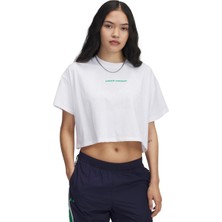 Under Armour Varsity Mix Heavyweight Crop Kadın Beyaz Yuvarlak Yaka Tişört