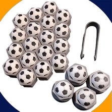 Seat Toledo 1993-2017 Modelleri Siyah Beyaz Top Kabartmalı Bijon Kapağı Set (17MM Somun Tüm Araçlar)
