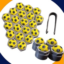 Skoda Octavia 2005-2012 Model Sarı Lacivert Top Kabartmalı Bijon Kapağı Set (17MM Somun Tüm Araçlar)