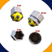 Skoda Octavia 2005-2012 Model Sarı Lacivert Top Kabartmalı Bijon Kapağı Set (17MM Somun Tüm Araçlar)