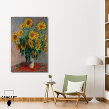Tekli Dikey Kanvas Duvar Tablosu Claude Monet Ayçiçekleri