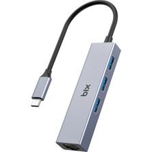Bix BXC06HB Type-C'den 3 Bağlantı Noktalı Gigabit Ethernet USB 3.2 Hub