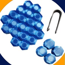 Skoda Scala 2020-2023 Modelleri Parlak Mavi Bijon Kapağı Set 20+4 (17MM Somun Tüm Araçlar)