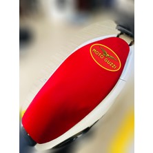 ULTRASHOP Moto Guzzi Stone Kırmızı Sele Kılıfı Su Geçirmez Motosiklet Sele Kılıfı Logolu Sele Koltuk Kılıfı-X