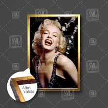 Marılyn Monroe Efsane Hollywood Sarışın Gülücük Kadın Çerçeveli Dikey Kanvas Tablo