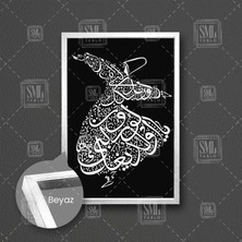 Semezan Temalı Mevlana Mevlevi Sufizm Çerçeveli Dikey Kanvas Tablo