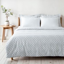 Green Black Tria Çift Kişilik %100 Ege Pamuğu Nevresim Takımı - Çarşaflı - 4 Yastıklı Gri