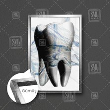 Diş Hekimi Odası Büro Diş Ağız Sağlığı Dekor Çerçeveli Dikey Kanvas Tablo