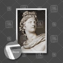 Apollo Yunan Mitolojisi Güneşin Ateşin Sanatın Tanrısı Heykel Dekor Çerçeveli Dikey Kanvas Tablo