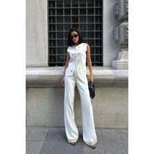 Paulo Gold Düğmeli Yelek Pantolon Takım 9976